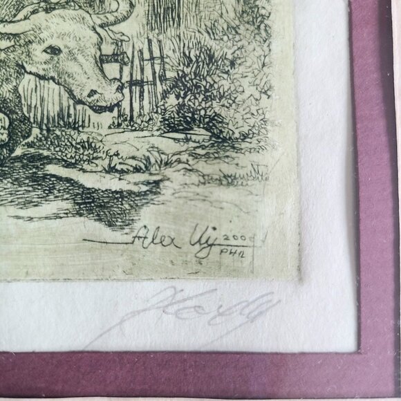 Vintage signed print by Alex Uy. - Picture 3 of 7